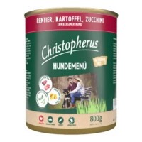Christopherus Dog konzerv menü rénszarvas, burgonya, cukkini 800g