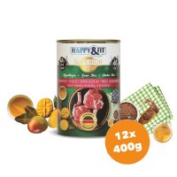 Happy&Fit Superior Dog Konzerv Friss Marhahús mangóval, áfonyával 12x400g