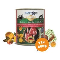 Happy&Fit Superior Dog konzerv friss marhahús mangóval, áfonyával 12x800g