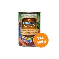 Happy&Fit Natural Dog konzerv kacsa, sonka sütőtökkel és aloe verával 12x400g