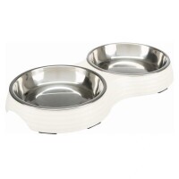 Trixie Tál Fém/Melamin Macskának 0,9L/23cm 2x0,2 l/ 13 cm/27x3x4cm Fehér