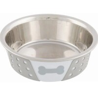 Trixie szilikonnal bevont fém tál 0,4l/14cm fehér/szürke
