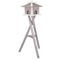 Trixie Kültéri madáretető Fából álló 46x35x46cm/1,35m, Szürke/Fehér
