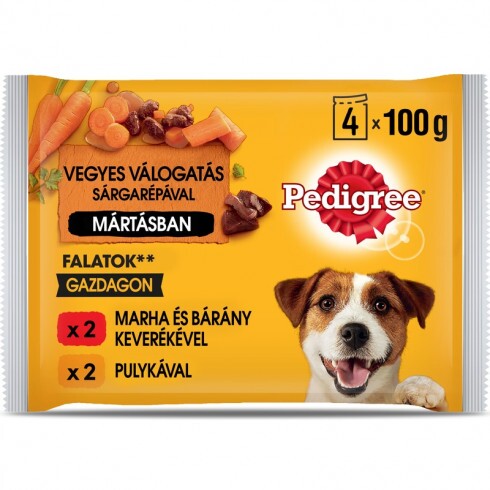 Pedigree alutasak Multipack Adult Marha+Nyúl,Pulyka+Répa 4x100g