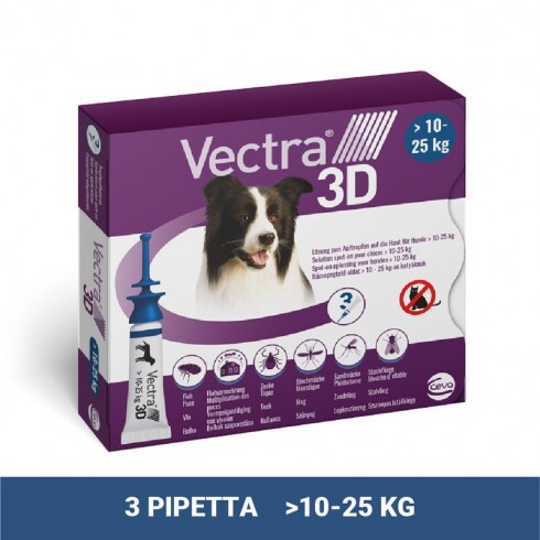 Vectra 3D rácsepegtető oldat közepes testű kutyáknak M (10-25kg) 3x