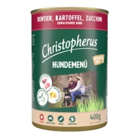 Christopherus Dog konzerv menü rénszarvas, burgonya, cukkini 400g