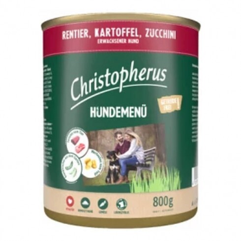 Christopherus Dog konzerv menü rénszarvas, burgonya, cukkini 800g