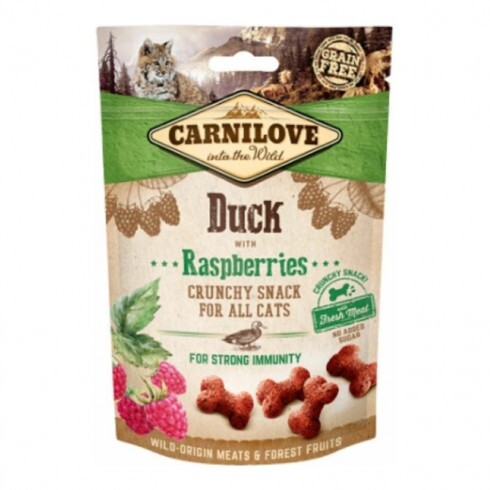 Carnilove Cat Jutalomfalat Crunchy Duck&raspberries - Kacsahús málnával 50g