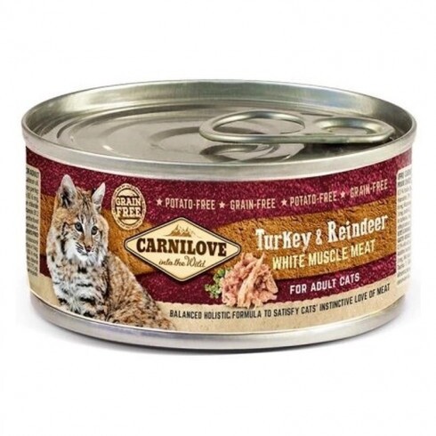 Carnilove Cat Turkey & Reindeer Can- Pulyka és Rénszarvas Hússal konzerv 100g