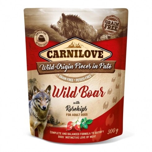 Carnilove Dog tasakos Paté Wild Boar with Rosehips - Vaddisznó csipkebogyóval 300g HU