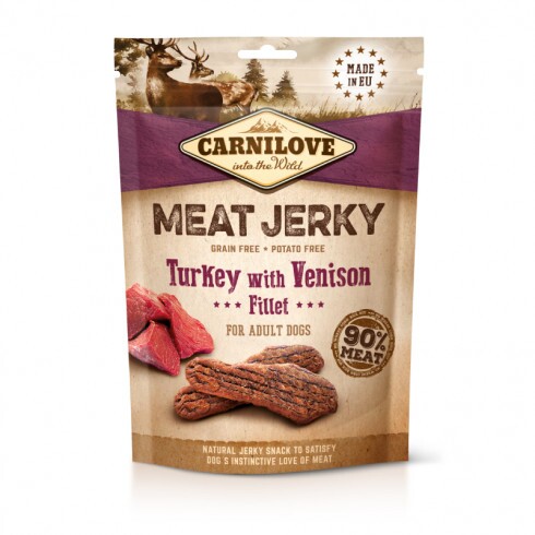 Carnilove Dog Jutalomfalat Jerky  Turkey&Venison Fillet – pulyka szarvas filével 100g
