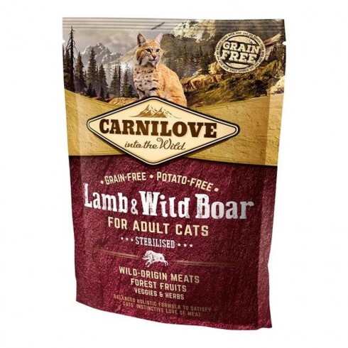 Carnilove Cat Adult Lamb & Wild Boar Sterilised- Bárány & vaddisznó Hússal 400g