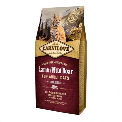 Carnilove Cat Adult Lamb & Wild Boar Sterilised- Bárány & Vaddisznó Hússal 6kg