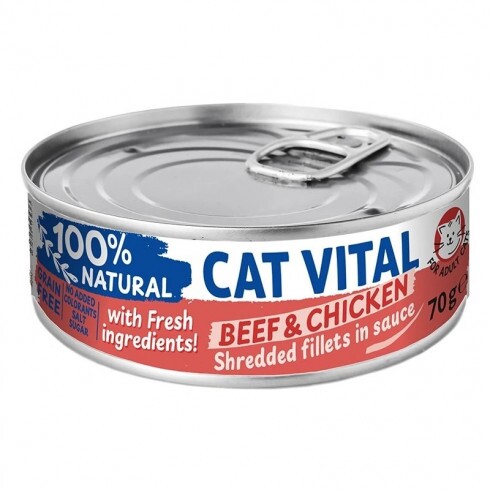 Cat Vital konzerv marha és csirkefilé falatok felnőtt macskáknak szószban 70g