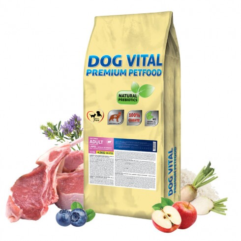 Dog Vital Hipoallergén Adult Mini Lamb,apple&blueberry 12+2kg grátisz