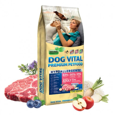 Dog Vital Hipoallergén Adult Mini Pork,apple&blueberry 12+2kg grátisz