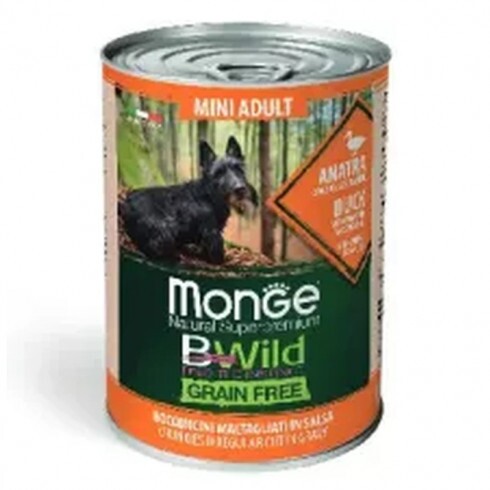 Monge BWild Grain Free Dog Mini Adult konzerv - Kacsa, sütőtök, cukkini 400g