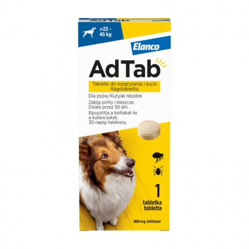 AdTab rágótabletta óriás testű kutyáknak (>22-45kg) 900mg