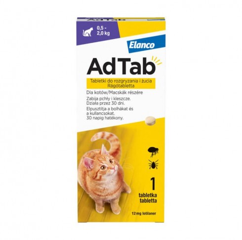 AdTab 12mg rágótabletta macskák részére (0,5-2 kg)