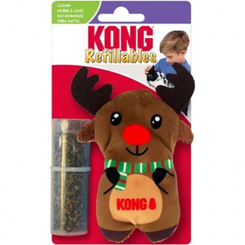 KONG Holiday Macskamentával Tölthető Rénszarvas Macskajáték