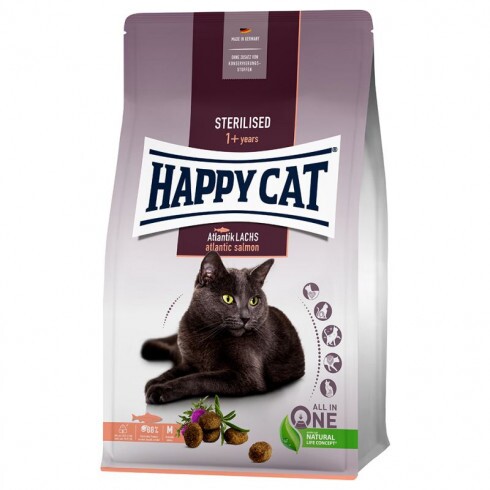 Happy Cat Sterilised Atlantik Lachs 4kg - lazacos száraztáp ivartalanított felnőtt macskáknak