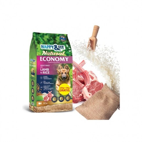 -Happy&Fit Natural Economy Adult with Lamb and Rice 12+2kg