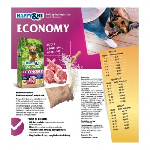 Happy&Fit Natural Economy Adult with Lamb and Rice 12kg