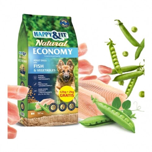 -Happy&Fit Natural Economy Adult with Fish and Vegetables 12+2kg