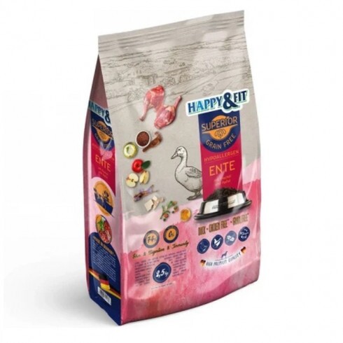 Happy&Fit Superior Hipoallergén, Gabonamentes Kacsa, halolajjal és almával 2,5kg