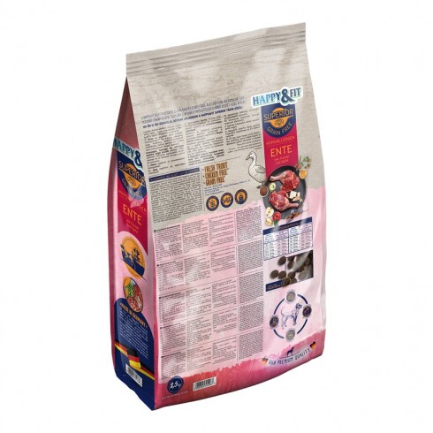 Happy&Fit Superior Adult Hipoallergén, Gabonamentes Kacsa, halolajjal és almával 2,5kg