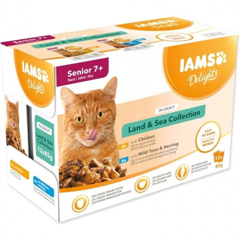 -Iams Cat Delights Senior Land&Sea Multipack Szószban 48x85g
