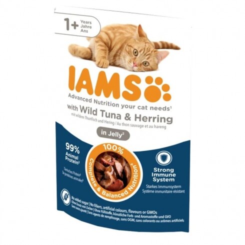 Iams Cat Delights Tonhal És Hering Aszpikban nedves macskatáp 85g
