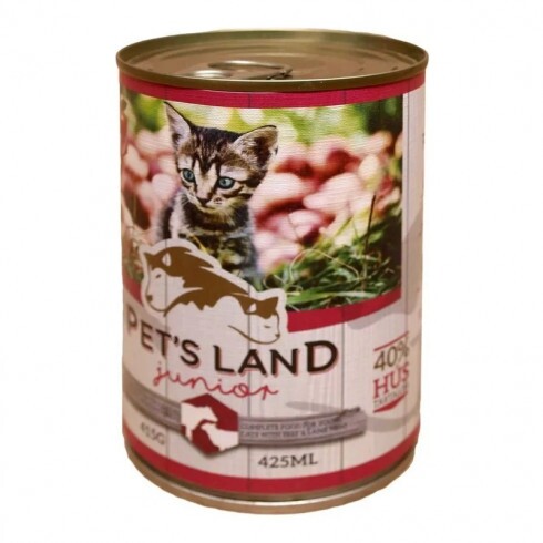 Pet s Land Cat Junior Konzerv Marhamáj-Bárányhús almával 415g