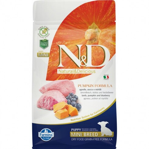 N&D Dog Grain Free bárány & áfonya sütőtökkel puppy mini 800g