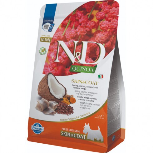 N&D Quinoa Dog Skin&coat hering&kókusz Adult Mini 2,5kg