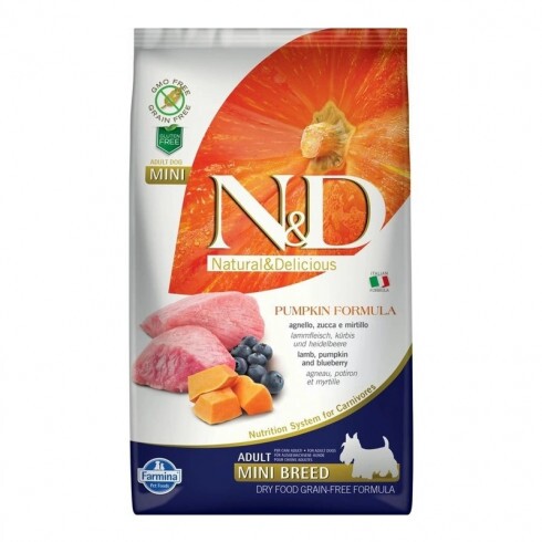 N&D Dog Grain Free bárány & áfonya sütőtökkel adult mini 2,5kg