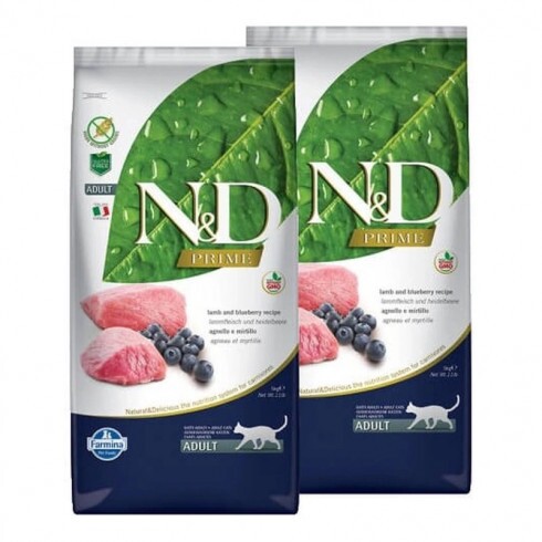 N&D Prime Cat bárány & áfonya Adult 2x5kg