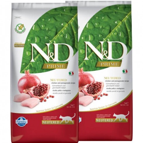 N&D Cat Prime csirke & gránátalma Adult ivartalanított 2x5kg