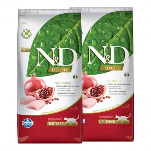 N&D Cat Prime csirke & gránátalma Adult ivartalanított 2x5kg