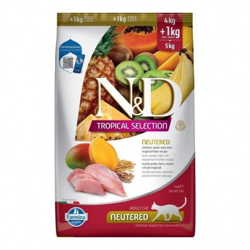 N&D Tropical Selection Cat Chicken Neutered Adult 4+1kg