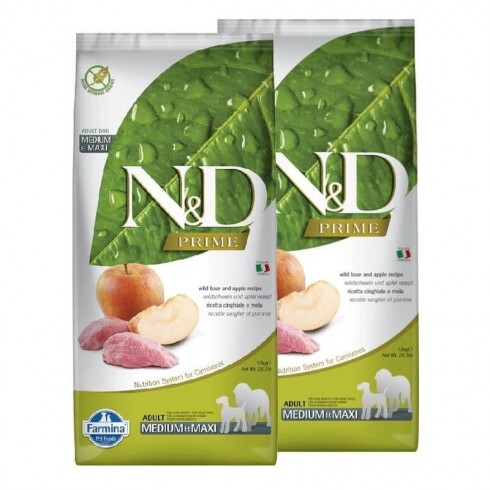 N&D Dog Prime vaddisznó & alma adult medium & maxi 2x12kg