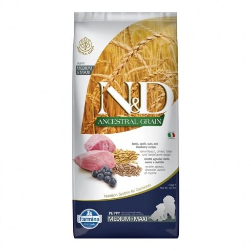 N&D Ancestral Grain Dog bárány, tönköly, zab&áfonya puppy medium&maxi 12kg