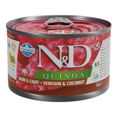 N&D Quinoa Dog konzerv szarvas & kókusz adult mini 140g
