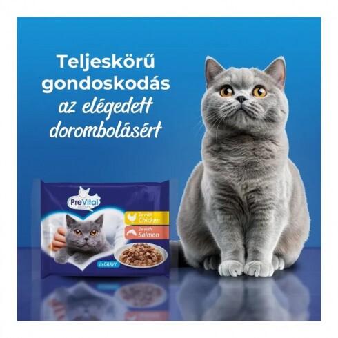 Prevital Alutasakos Macskaeledel Csirke-Lazac 4x100g Multipack