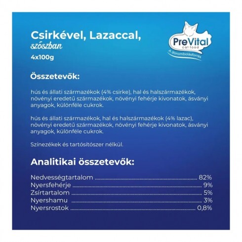 Prevital Alutasakos Macskaeledel Csirke-Lazac 4x100g Multipack
