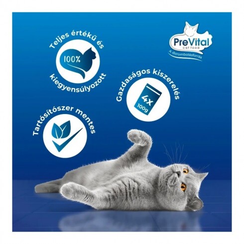 Prevital Alutasakos Macskaeledel Steril Máj-Baromfi 4x100g Multipack