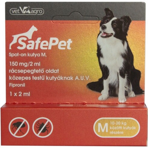 SafePet 150 mg/2 ml spot on kutya M 10-20 kg 1x