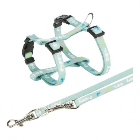 Trixie Hám pórázzal Junior & Puppy M–L: 27–45 cm/10 mm, 2m, menta