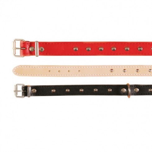 Trixie Nyakörv Bőr Basic csavarokkal M 36-41cm/18mm Fekete