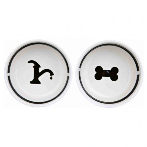 Trixie kerámia tál szett 2x0,6l/15cm fehér/fekete